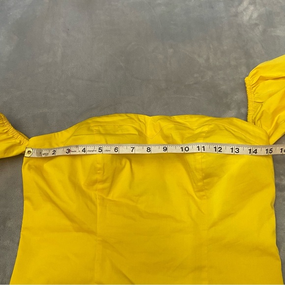 New York & Co Yellow Off The Shoulder Puff Sleeve Crop Top - 3287 - Picture 7 of 9